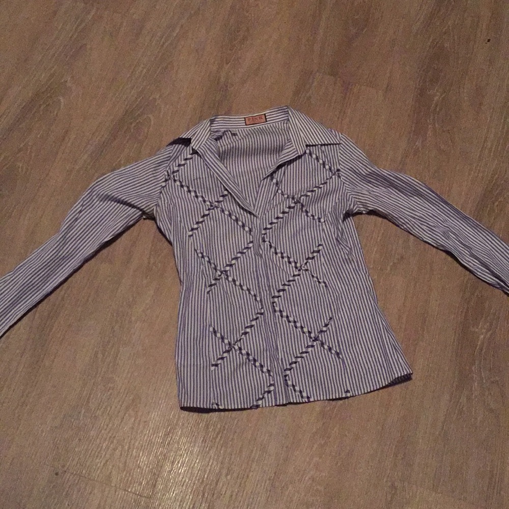 Blue and white button down